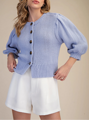 Sweet Bloom Sweater Top Blue