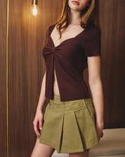 The Espresso Bow Knit Top
