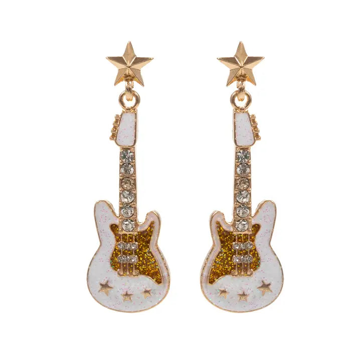 Glittered Guitar Dangle Earrings