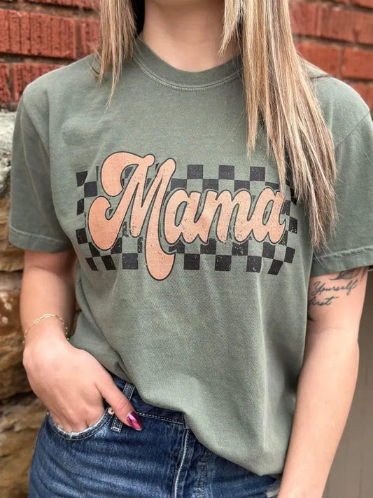 Retro Checkered Mama Graphic Tee