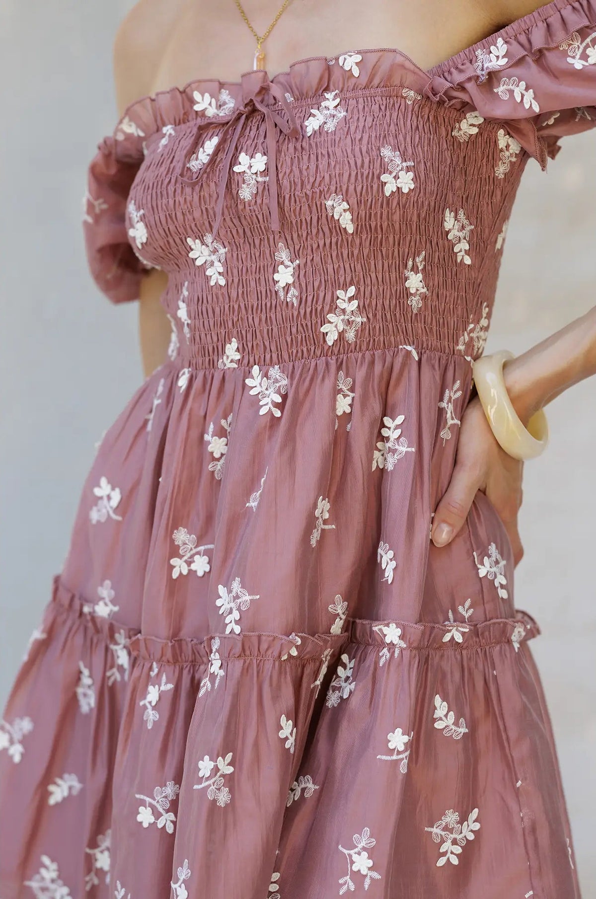 Stephanie Embroidered Mini Dresss