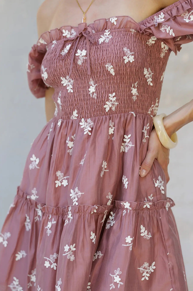 Stephanie Embroidered Mini Dresss