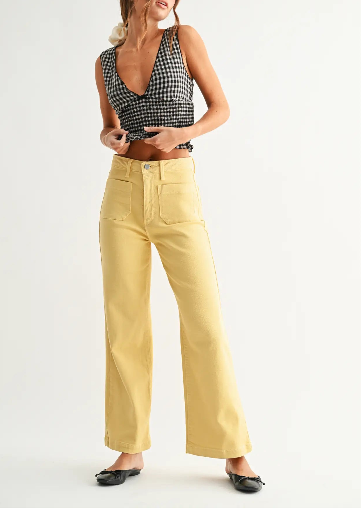 Meredith Wide Leg Lt Yellow Jeans