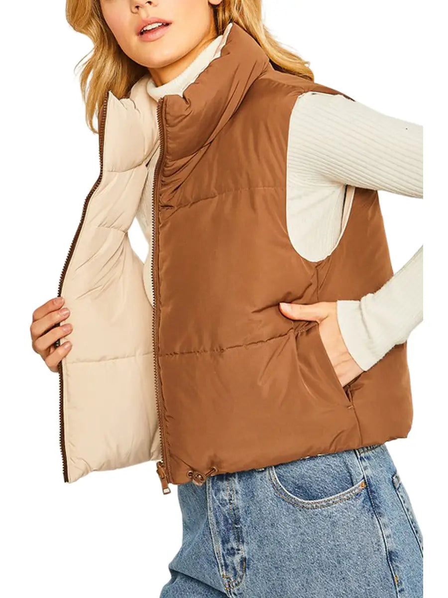 Ivory Reversible Puffer Vest