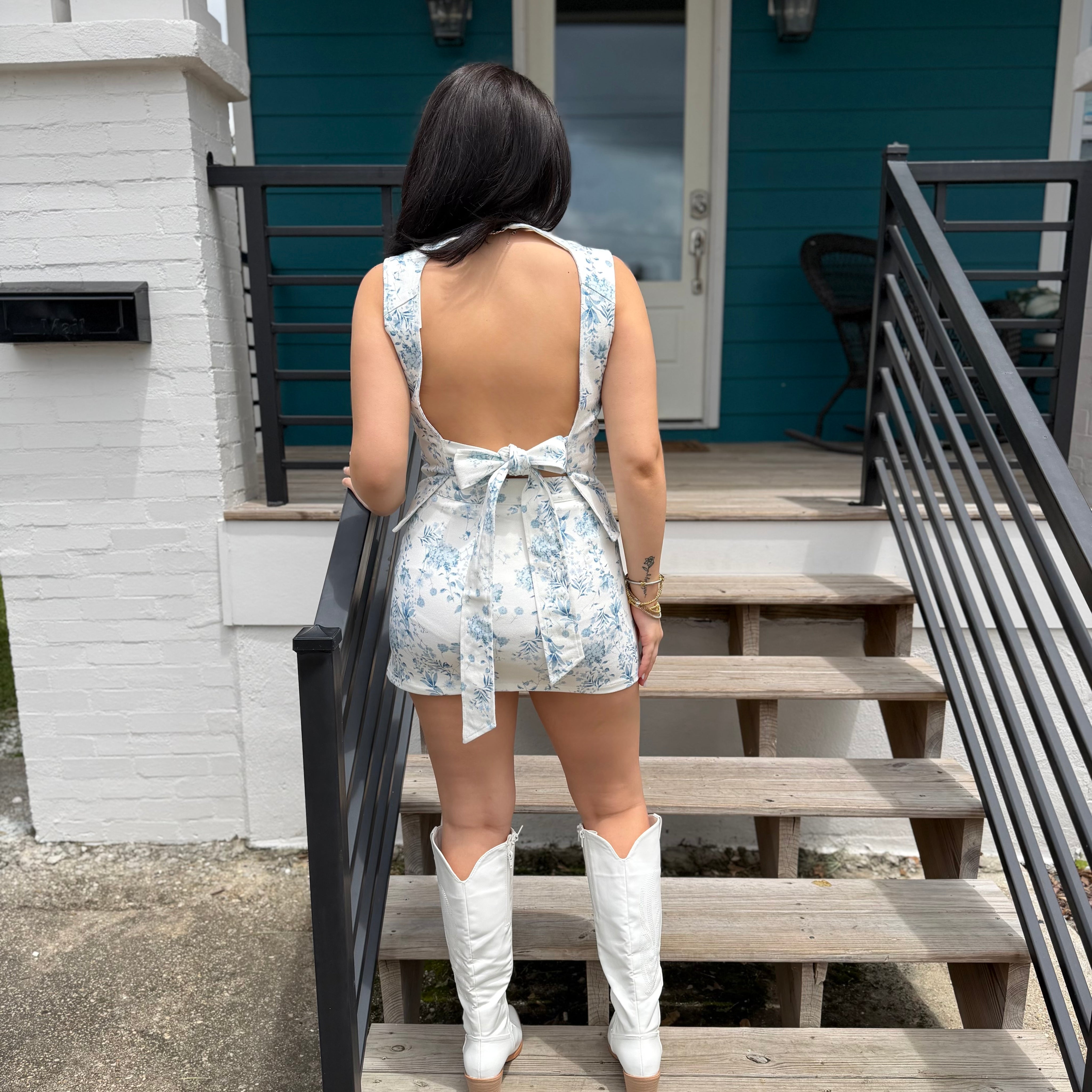 Floral Open Back Skort Set