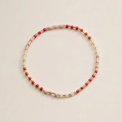 Beaded Heart Charm Stretch Bracelet Set Pink