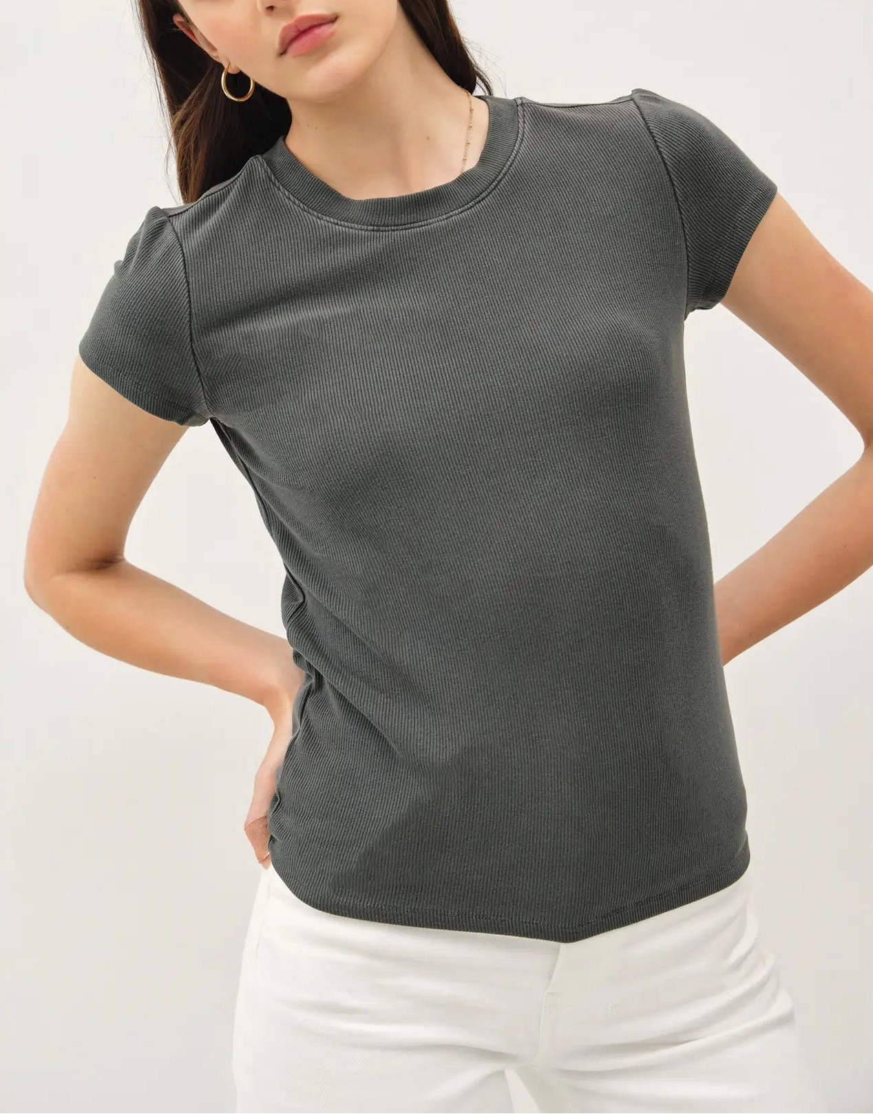 The Everyday Rib Tee Charcoal
