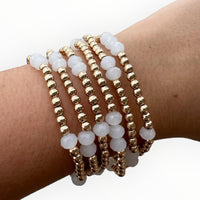 Gold Glass Crystal Stretch Bracelet Stack