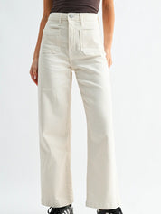 Meredith Wide Leg Cream Jeans