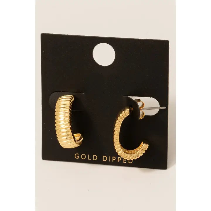 Gold Dipped Textured Oval Hoop Earring