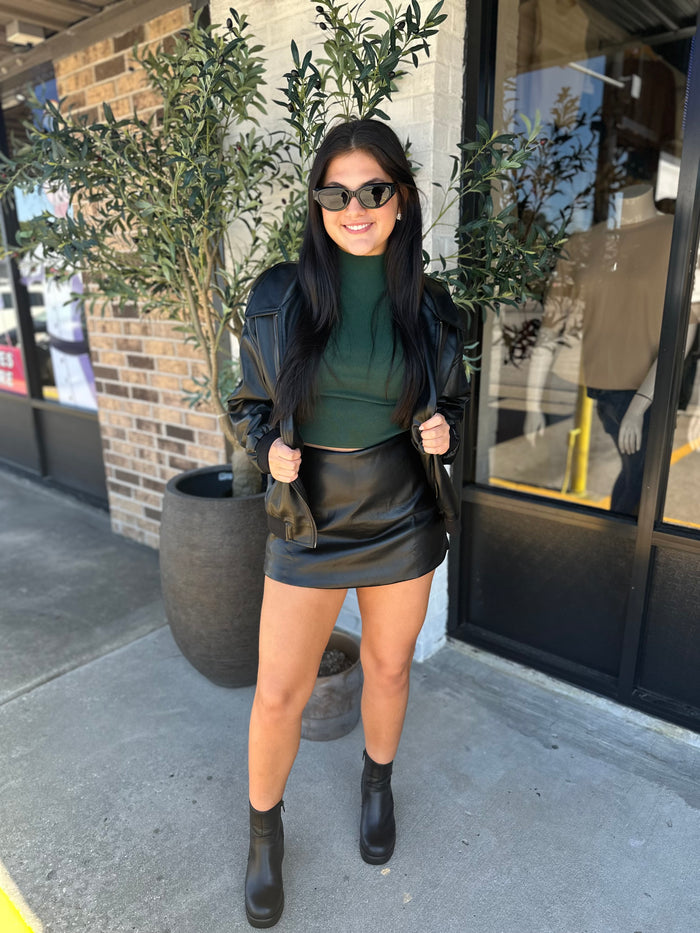 Fallon Faux Leather Skort