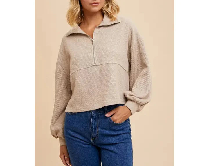 Callie Cropped Thermal Pullover