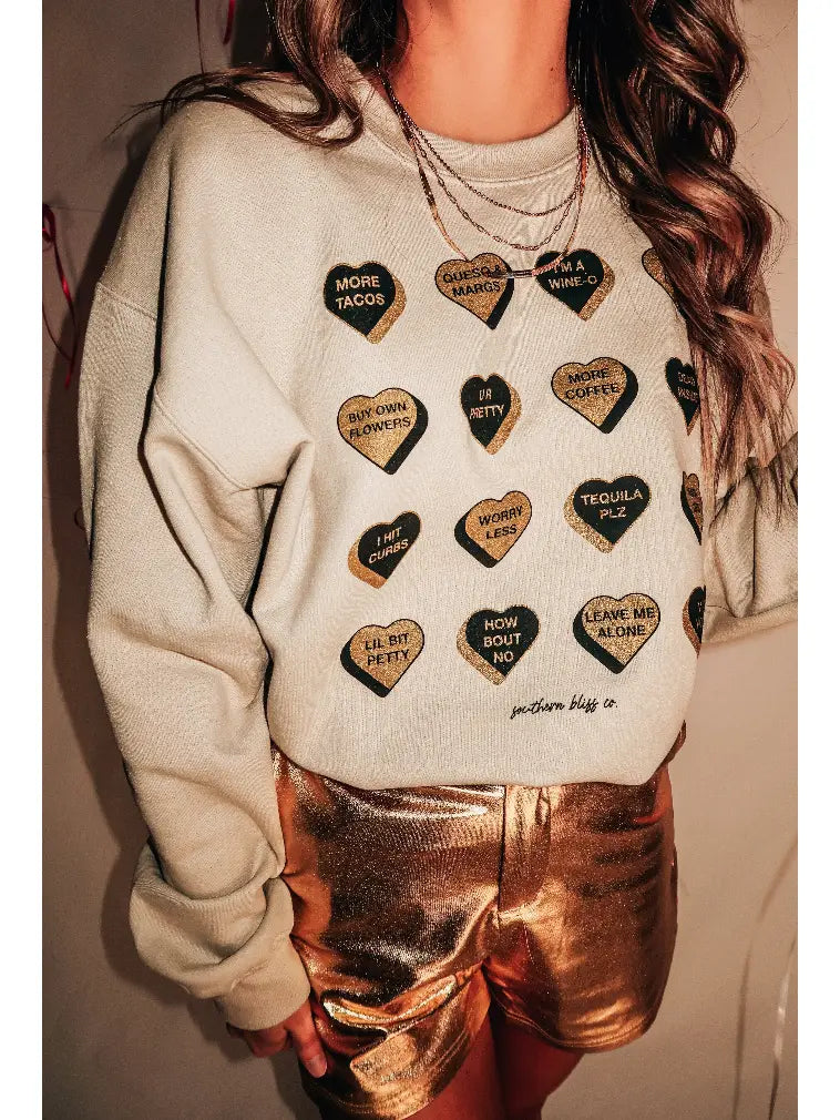 Glitter Candy Hearts Sweatshirt