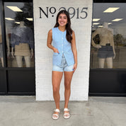 The Ivy Knit Vest Blue