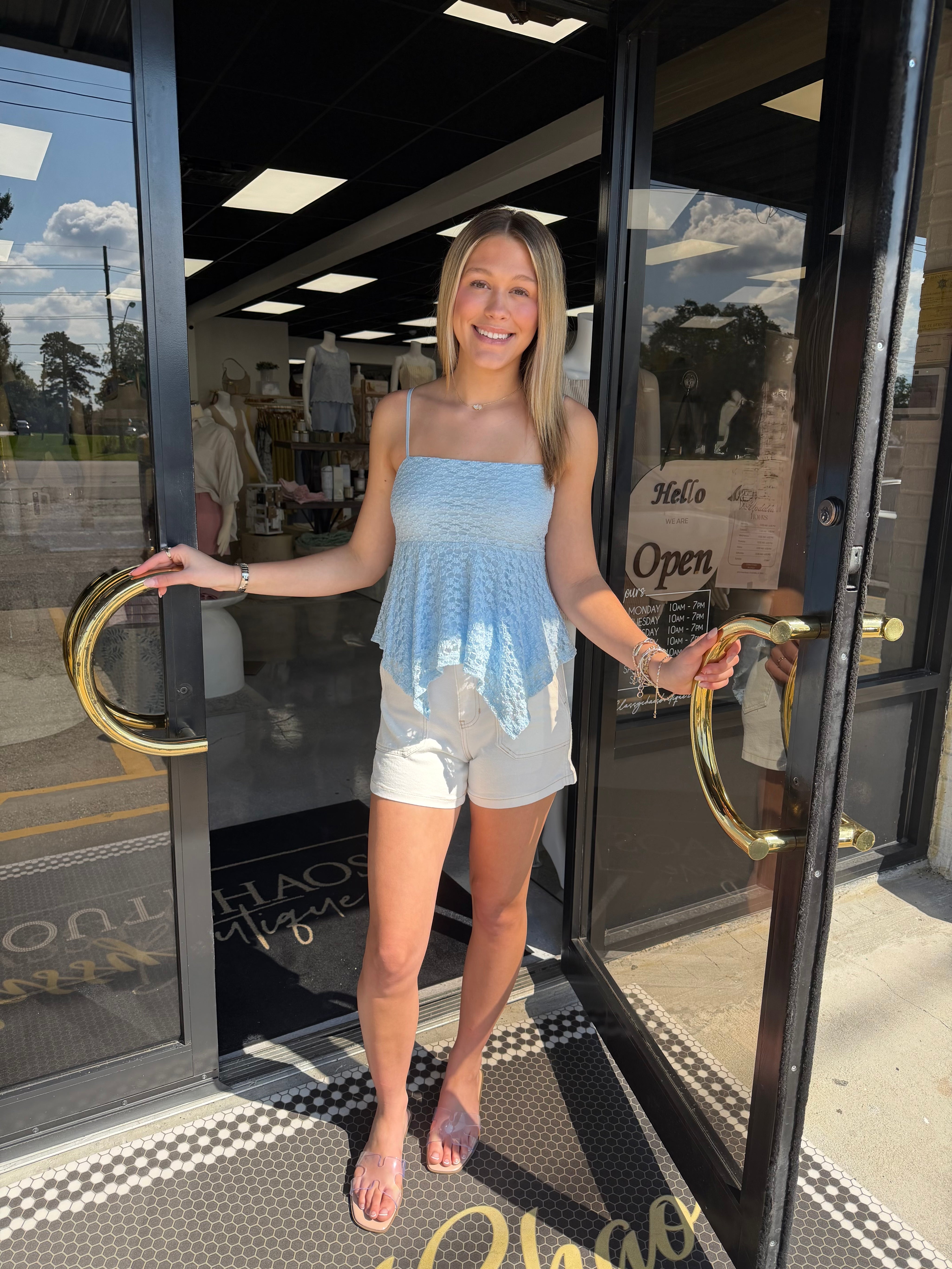 Sweet Peony Lace Top Blue