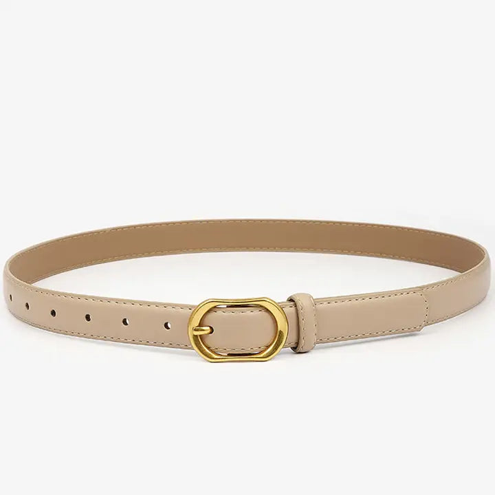 Slim Gold Round Buckle Belt