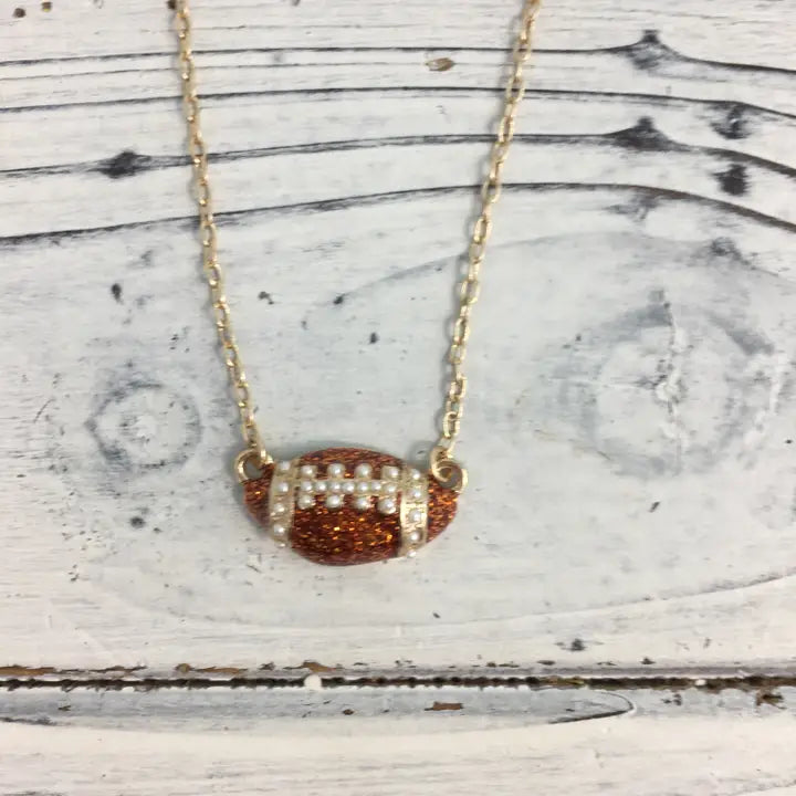 Rhinestone Football Necklace