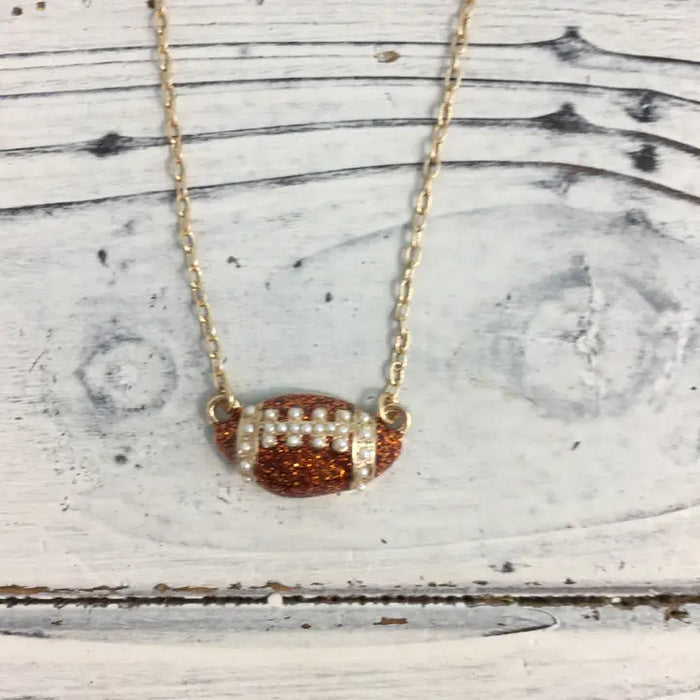 Rhinestone Football Necklace