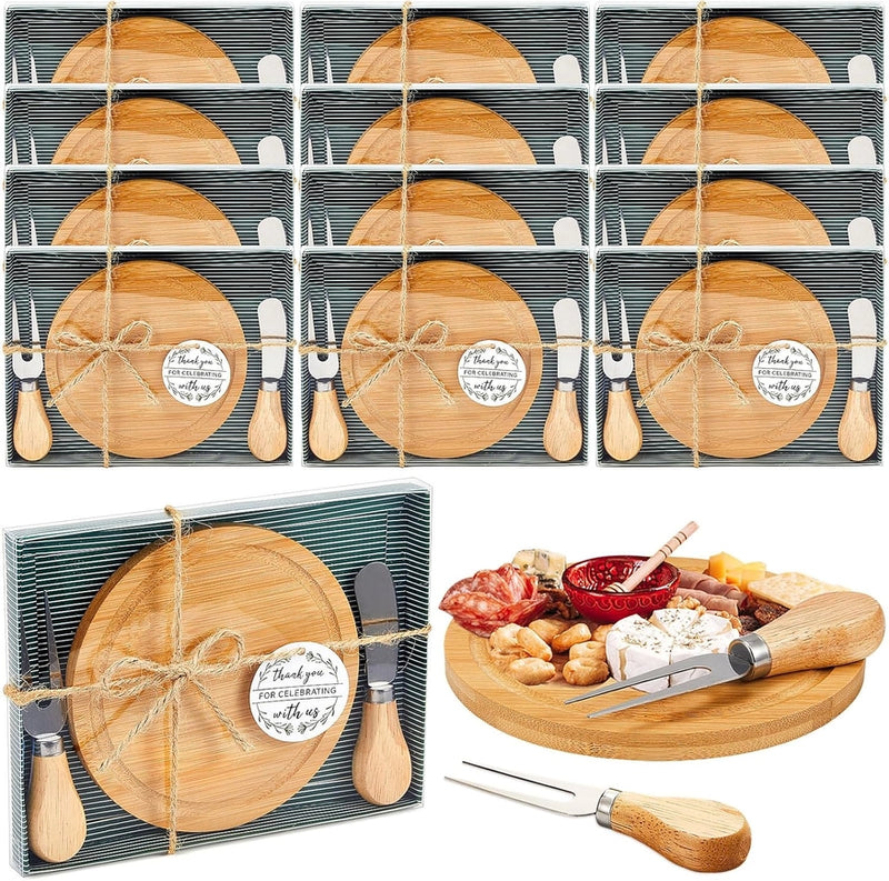 Bamboo Cheese Board Gift Set Round