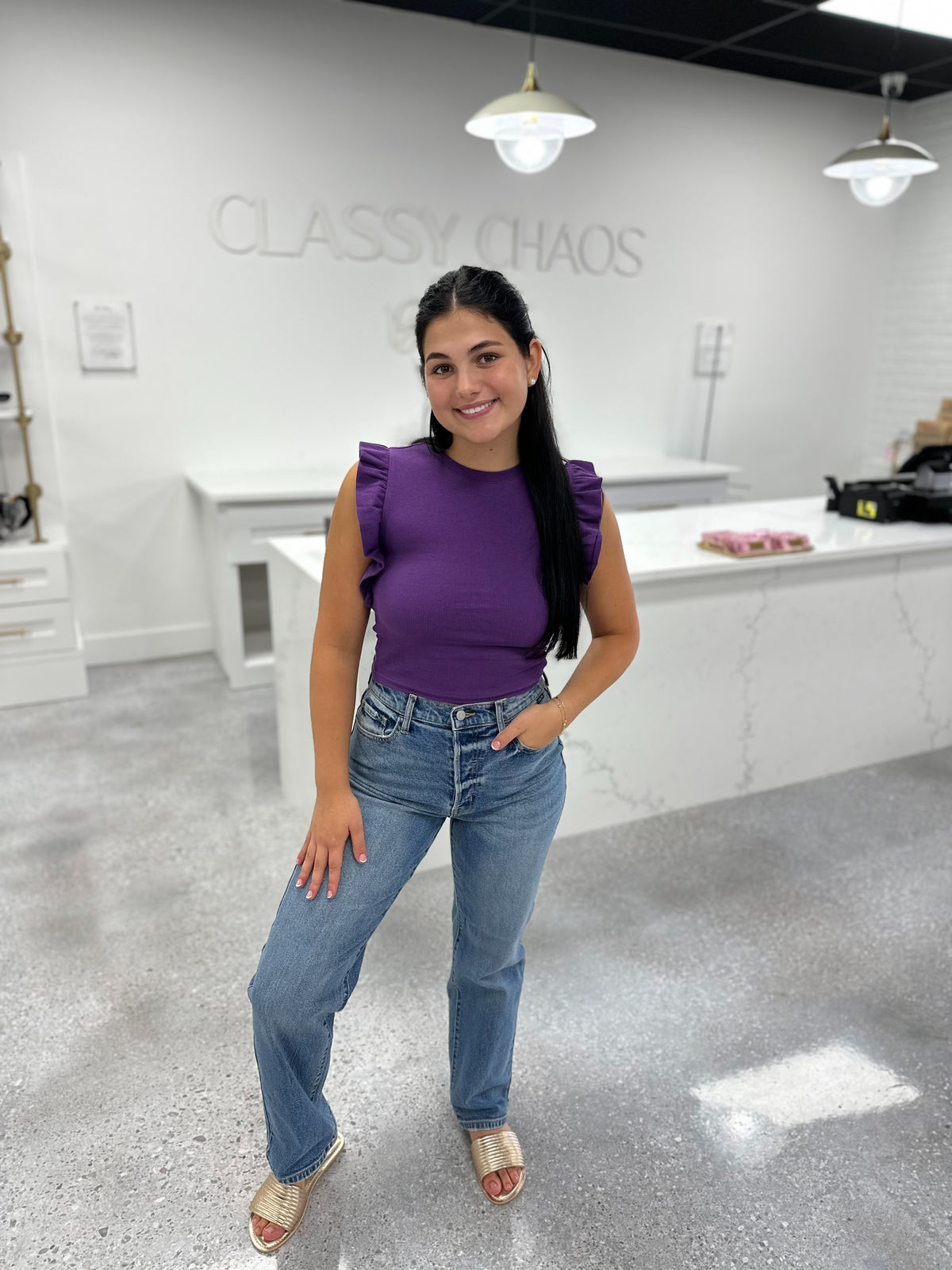 Purple Taylor Ruffle Top