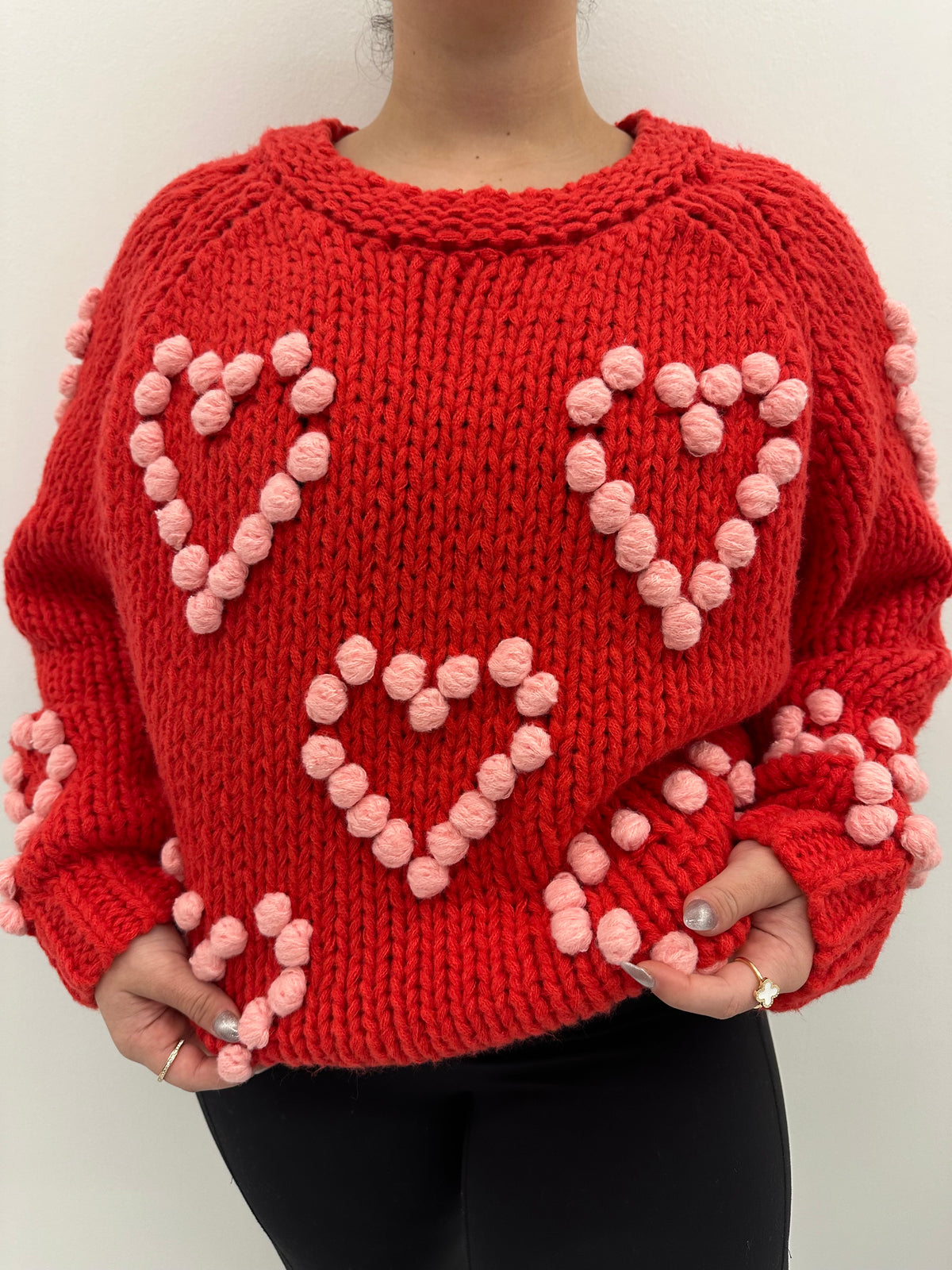 Pom Pom Hearts Valentine's Sweater