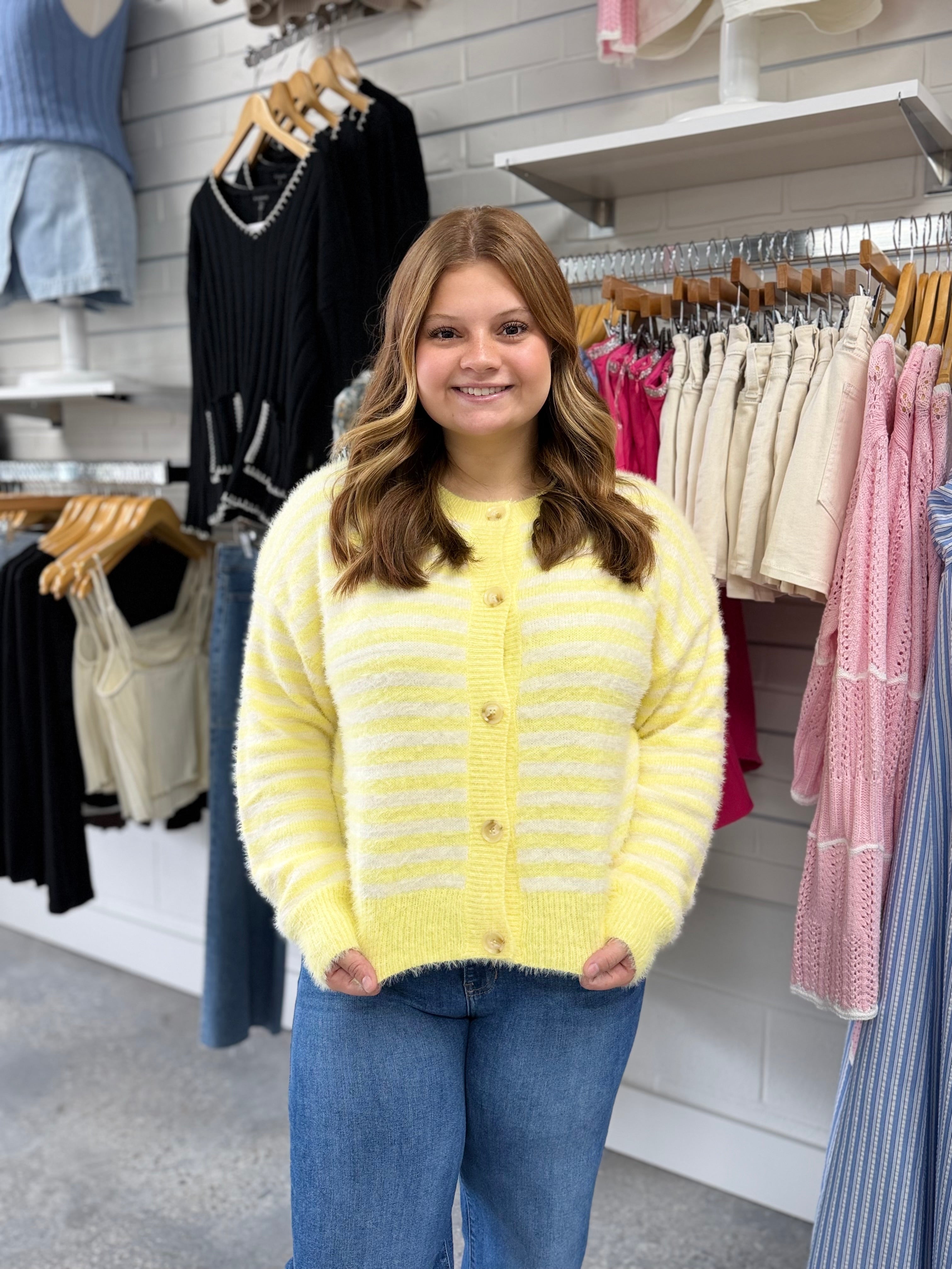 The Butter Stripe Fuzzy Cardigan