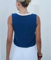 Coastal Contrast Knit Vest Navy