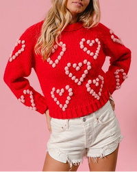 Pom Pom Hearts Valentine's Sweater