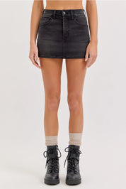 The Downtown Denim Skort Black