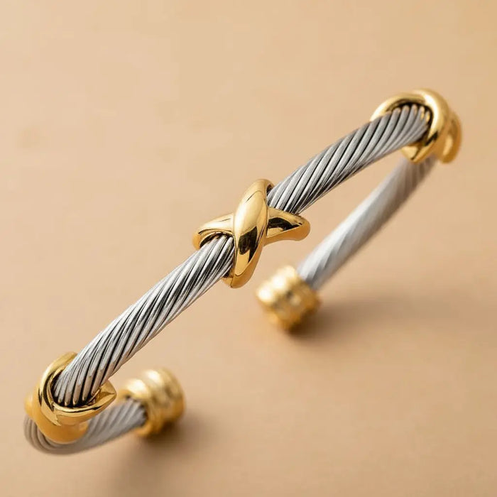 Evangeline Gold Twist Design Cuff Bracelet