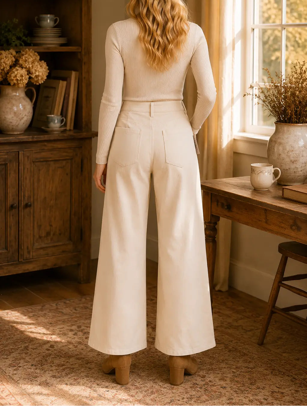 The Willow Wide Leg Pants Cream