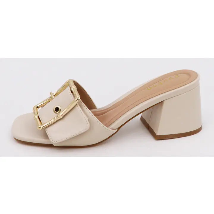 Bella Buckle Heel Ivory