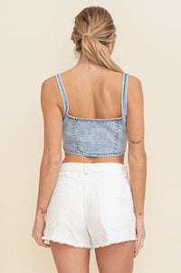 Rae Rhinestone Denim Corset Top