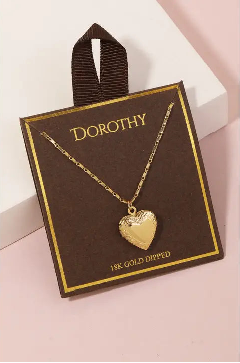 Gold Dipped Locket Heart Pendant Necklace