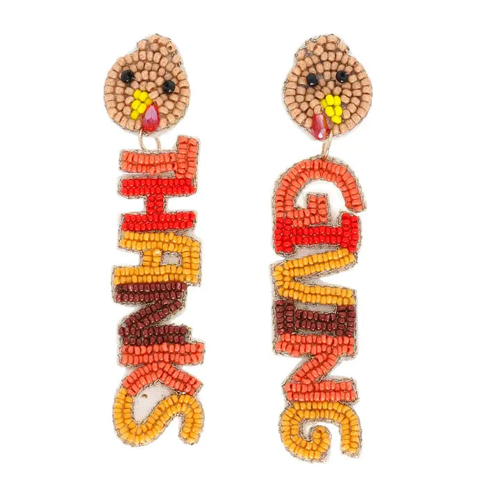 Thanksgiving Turkey Beaded Earrings