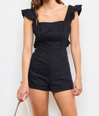 Black Denim Ruffle Romper