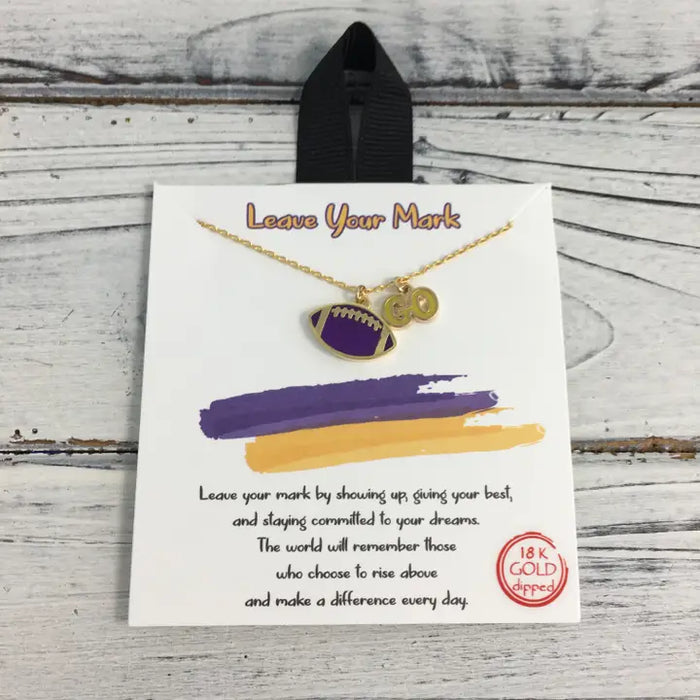 Purple & Gold Football Necklace