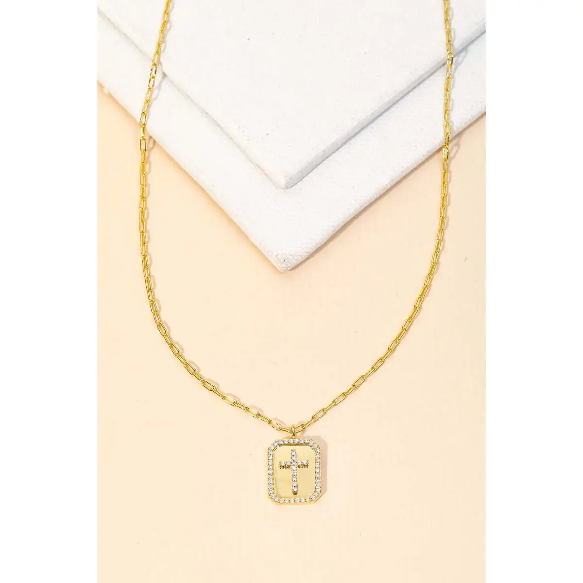Rectangle Cross Pendant Necklace