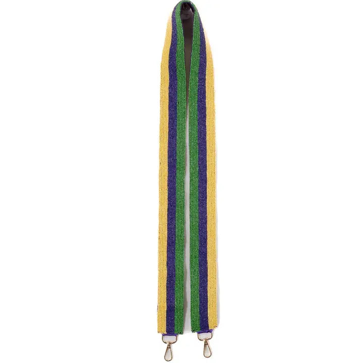 Mardi Gras Stripe Beaded Purse Strap