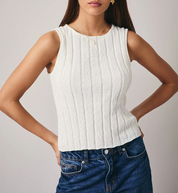 The White Simone Boat Neck Tank