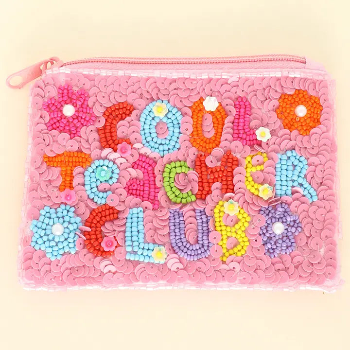 Cool Teacher Embroidered Coin Bag