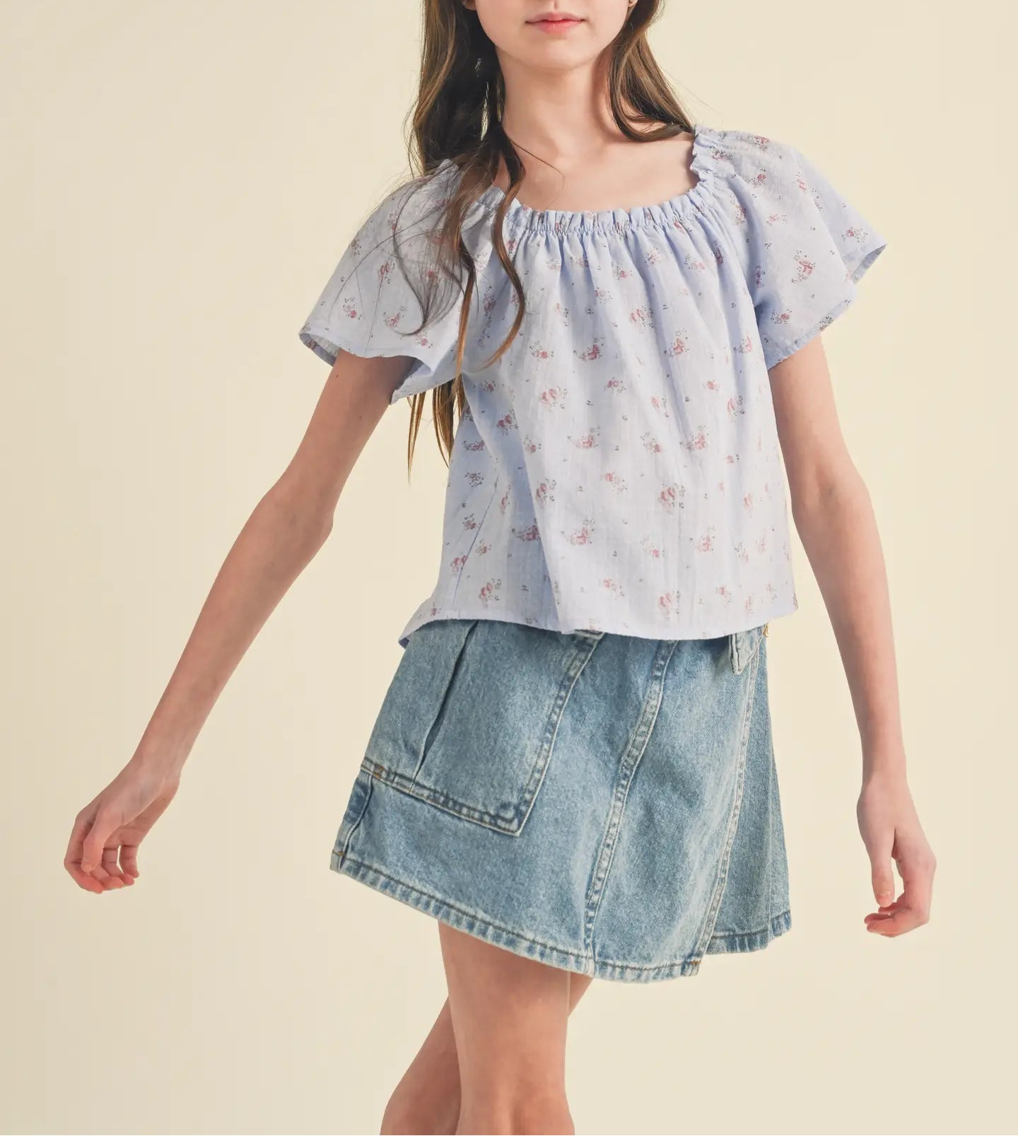 Tween Blue Meadow Top