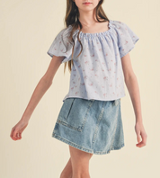 Tween Blue Meadow Top
