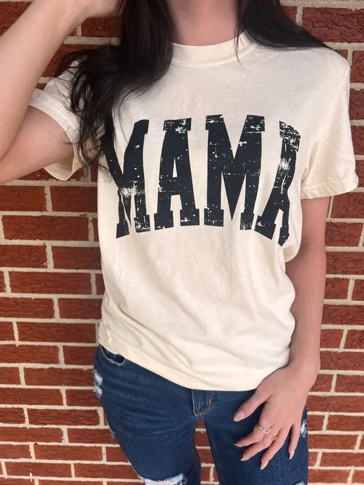 Distressed Mama Arched Graphic Tee
