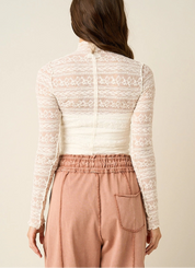 Everly Lace Mock Neck Top Ivory