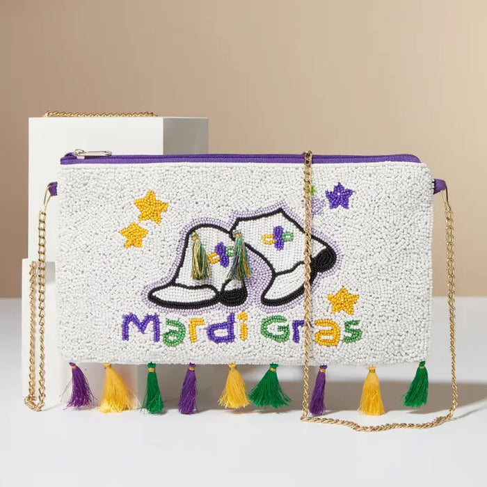 Mardi Gras Boots Beaded Clutch Bag