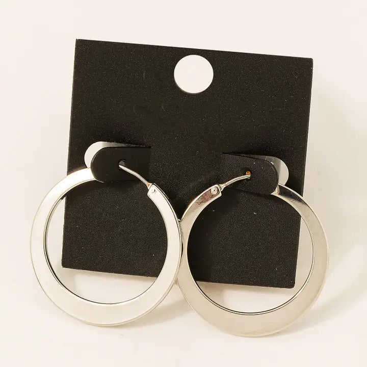 Sara Silver Hoop Earrings