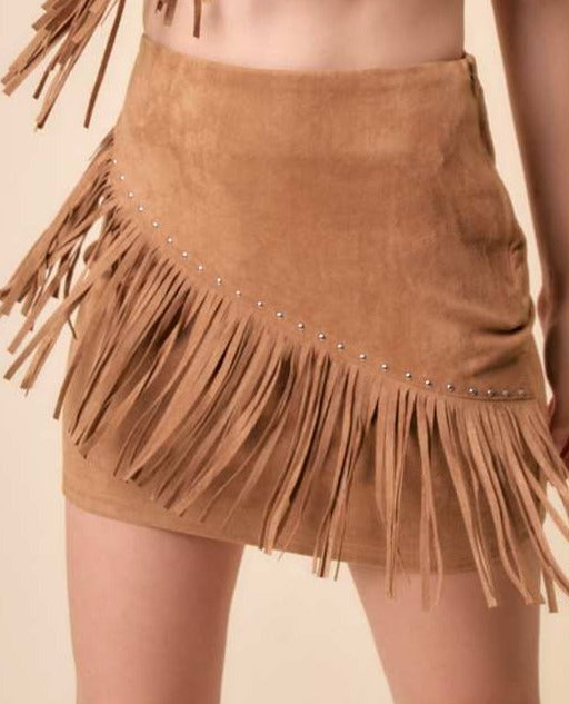 Western Fringe Mini Skirt