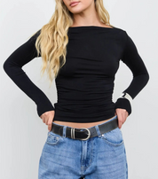 The Sloane Ruched Top Black
