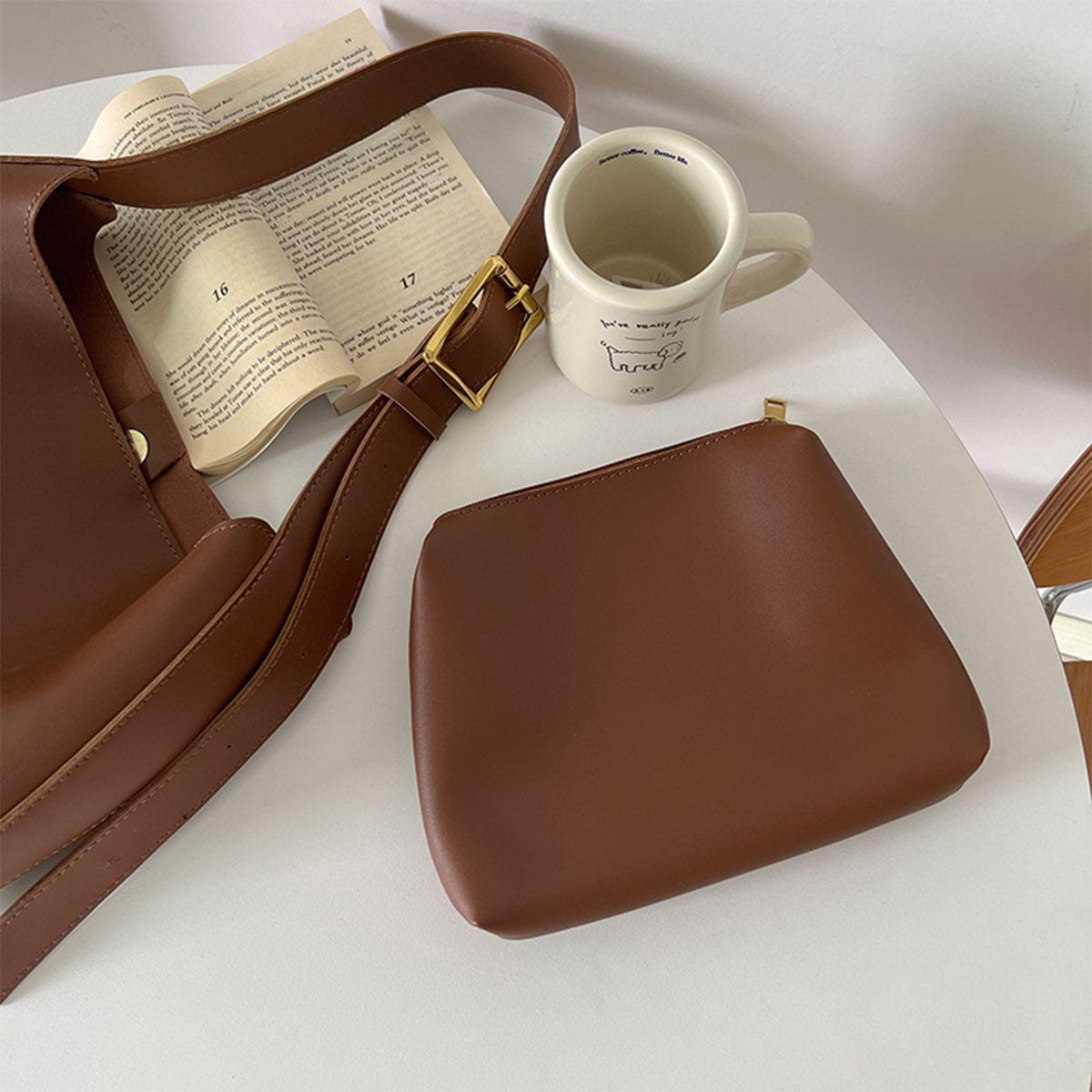 Emily Bucket Messenger Bag Brown